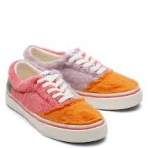 Toms Alpargata Fenix Lace-Up Autumn Multi Colorblock Faux Mohair Women- Size 8,